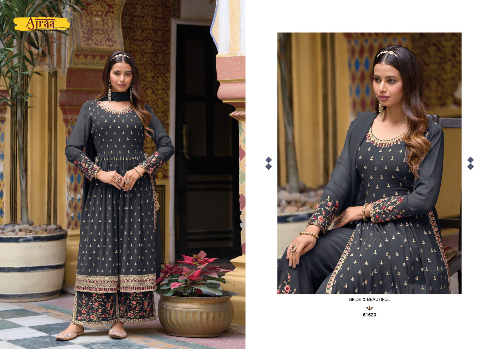 Hiva Vol 7 By Ajraa 51621-51624 Wedding Salwar Suits Catalog